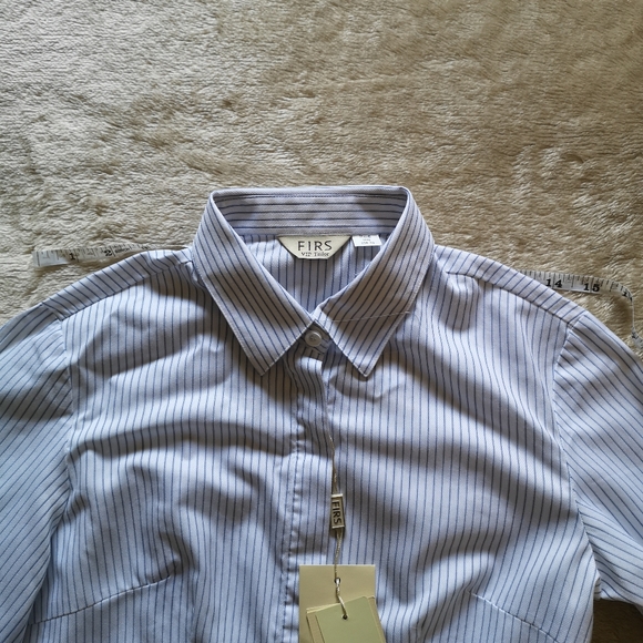 Classic Blue and White Button Down 100% cotton Tailored Fit Office Top XS NWT - Picture 4 of 14